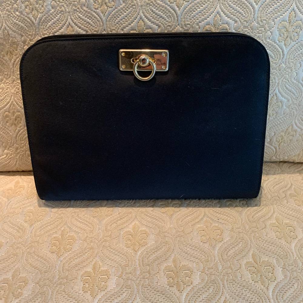 Black satin bag w gold hardware